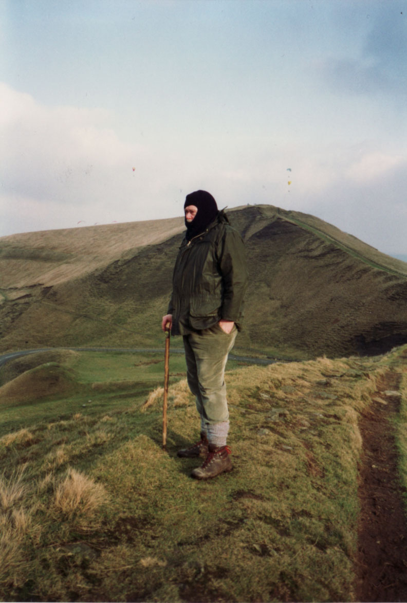 On Kinder Scount in a balaclava